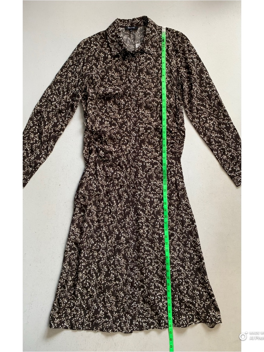 Madewell Ruched Midi Shirtdress in Bridgette Spots Brown Long Sleeve Size 2 NWT - Picture 17 of 17